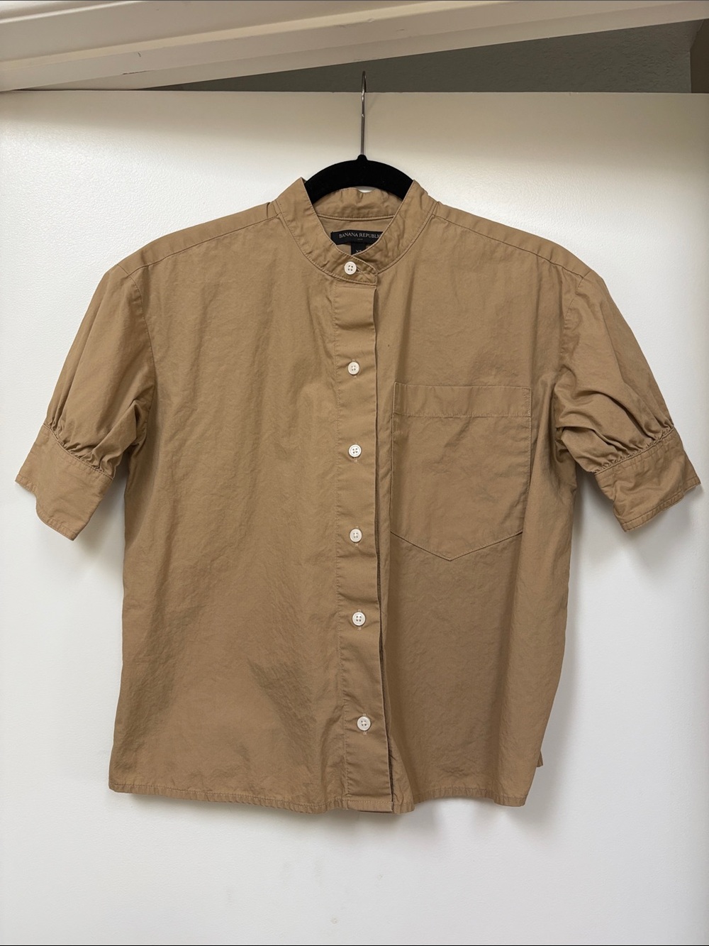 Short-Sleeve Button-Up cotton blouse